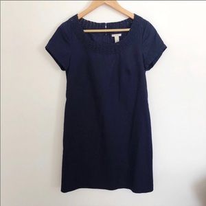 J.Crew Shift Blue Dress Basket Weave Collar Size 0